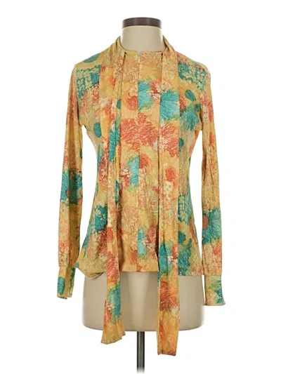 Pre-owned Assorted Brands Long Sleeve Blouse In Gold