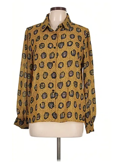 Pre-owned Assorted Brands Long Sleeve Blouse In Gold