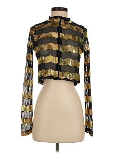 Pre-owned Assorted Brands Long Sleeve Blouse In Gold