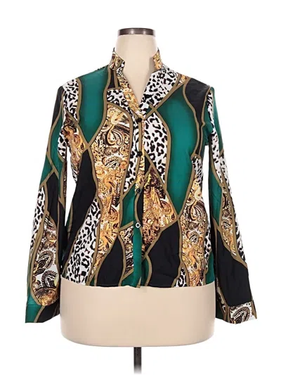 Pre-owned Assorted Brands Long Sleeve Blouse In Green