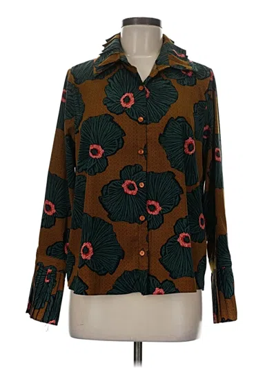 Pre-owned Assorted Brands Long Sleeve Blouse In Green