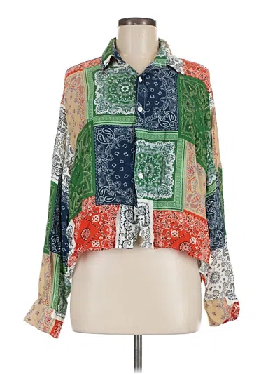 Pre-owned Assorted Brands Long Sleeve Blouse In Green
