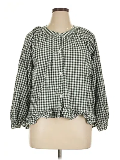 Pre-owned Assorted Brands Long Sleeve Blouse In Green