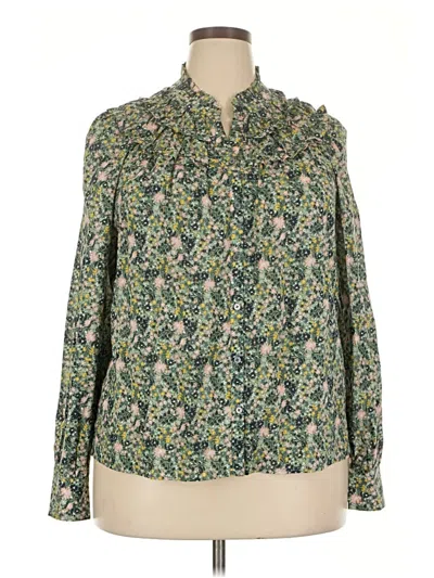 Pre-owned Assorted Brands Long Sleeve Blouse In Green