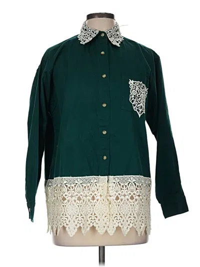 Pre-owned Assorted Brands Long Sleeve Blouse In Green