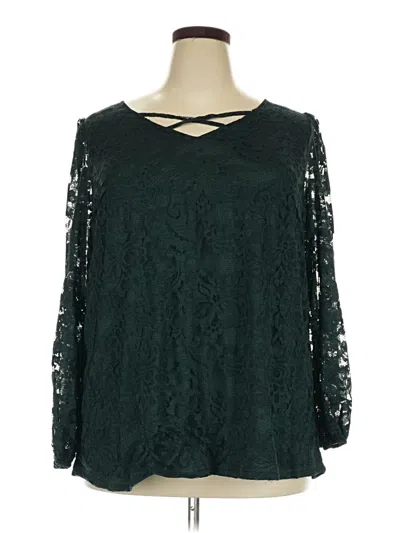 Pre-owned Assorted Brands Long Sleeve Blouse In Green