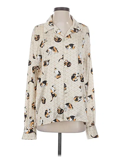Pre-owned Assorted Brands Long Sleeve Blouse In Ivory