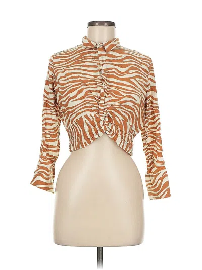 Pre-owned Assorted Brands Long Sleeve Blouse In Orange
