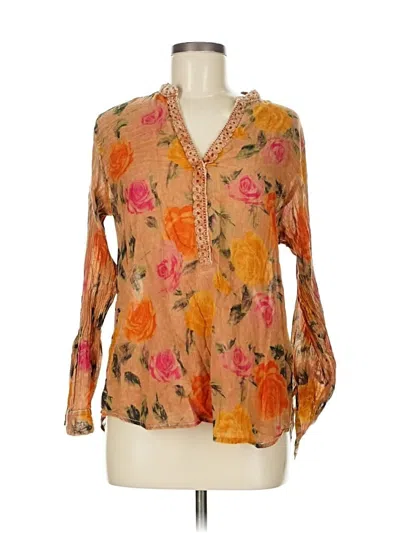 Pre-owned Assorted Brands Long Sleeve Blouse In Orange