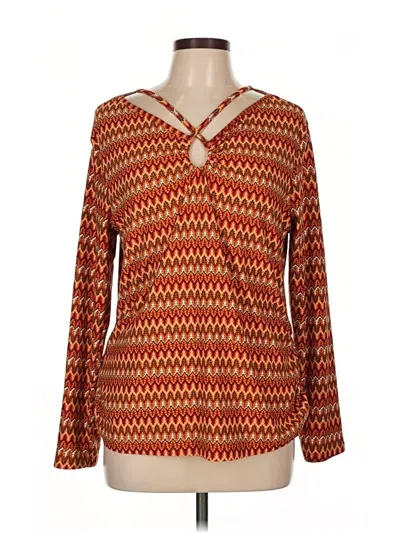 Pre-owned Assorted Brands Long Sleeve Blouse In Orange