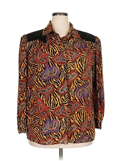 Pre-owned Assorted Brands Long Sleeve Blouse In Orange