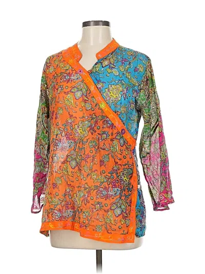 Pre-owned Assorted Brands Long Sleeve Blouse In Orange
