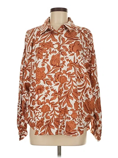 Pre-owned Assorted Brands Long Sleeve Blouse In Orange