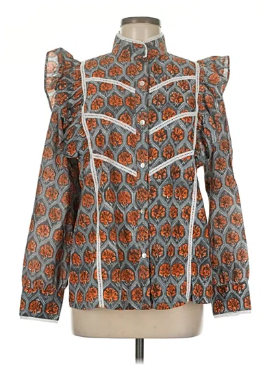Pre-owned Assorted Brands Long Sleeve Blouse In Orange