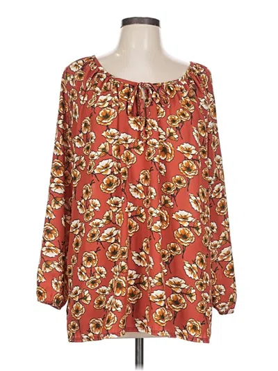 Pre-owned Assorted Brands Long Sleeve Blouse In Orange