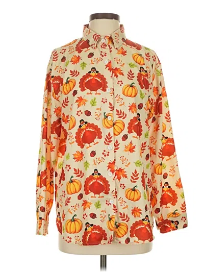 Pre-owned Assorted Brands Long Sleeve Blouse In Orange