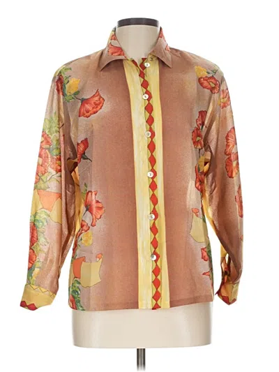 Pre-owned Assorted Brands Long Sleeve Blouse In Orange