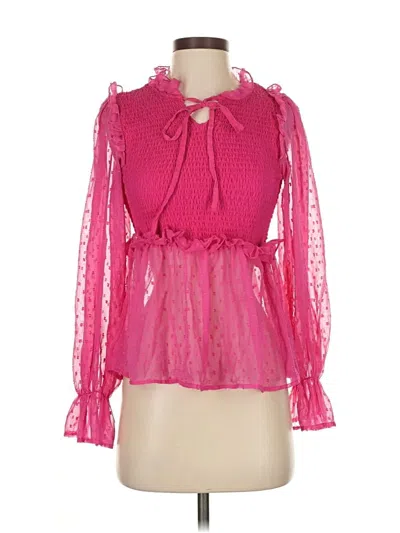 Pre-owned Assorted Brands Long Sleeve Blouse In Pink