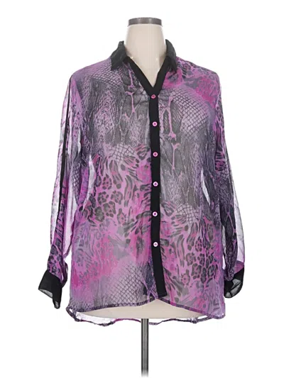 Pre-owned Assorted Brands Long Sleeve Blouse In Purple