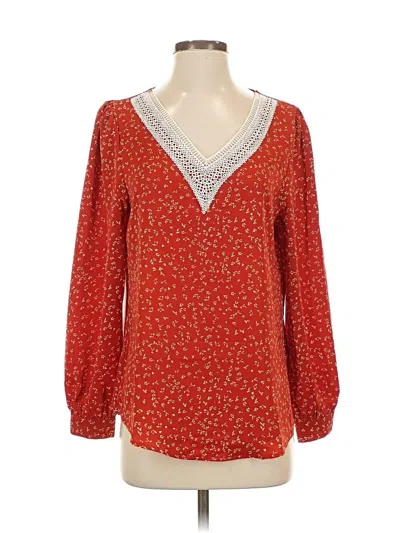 Pre-owned Assorted Brands Long Sleeve Blouse In Red