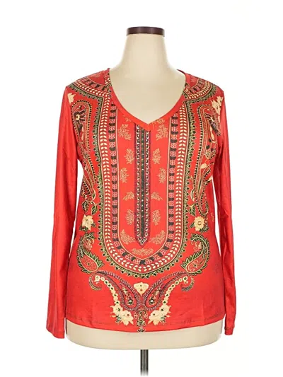 Pre-owned Assorted Brands Long Sleeve Blouse In Red