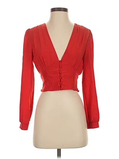 Pre-owned Assorted Brands Long Sleeve Blouse In Red
