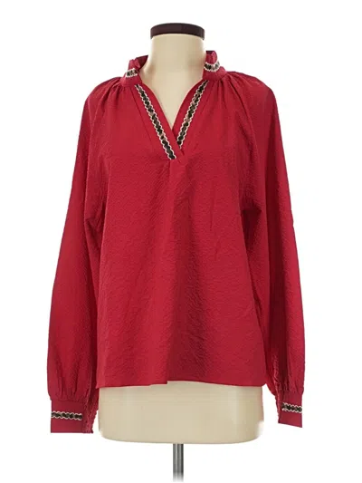 Pre-owned Assorted Brands Long Sleeve Blouse In Red