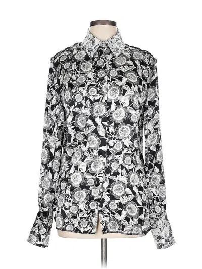 Pre-owned Assorted Brands Long Sleeve Blouse In Silver