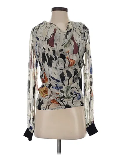Pre-owned Assorted Brands Long Sleeve Blouse In Silver