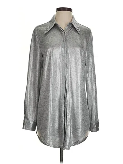 Pre-owned Assorted Brands Long Sleeve Blouse In Silver