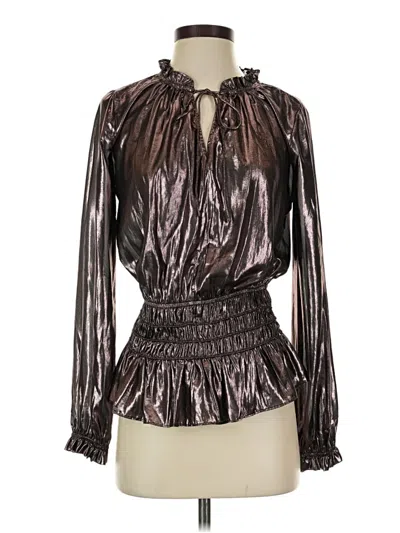Pre-owned Assorted Brands Long Sleeve Blouse In Silver