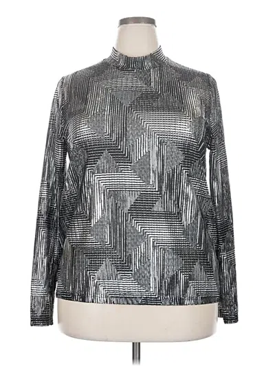 Pre-owned Assorted Brands Long Sleeve Blouse In Silver