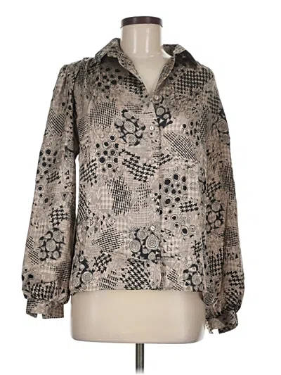 Pre-owned Assorted Brands Long Sleeve Blouse In Silver