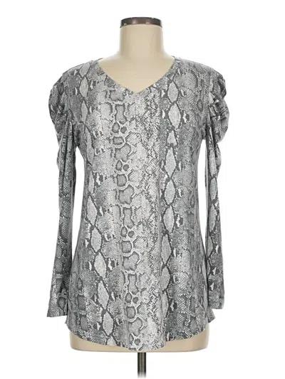 Pre-owned Assorted Brands Long Sleeve Blouse In Silver