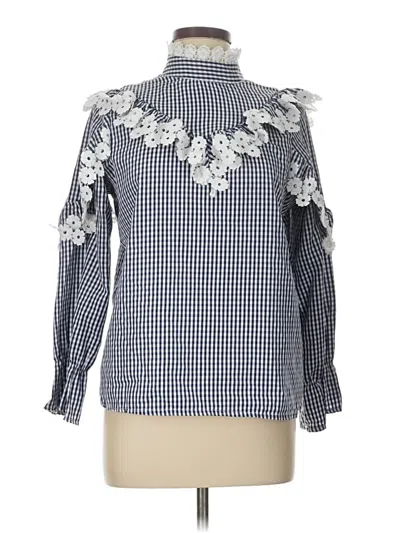 Pre-owned Assorted Brands Long Sleeve Blouse In Silver
