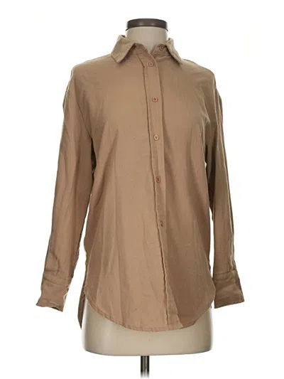 Pre-owned Assorted Brands Long Sleeve Blouse In Tan