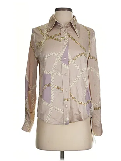 Pre-owned Assorted Brands Long Sleeve Blouse In Tan