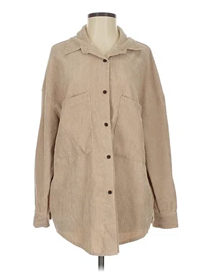 Pre-owned Assorted Brands Long Sleeve Blouse In Tan