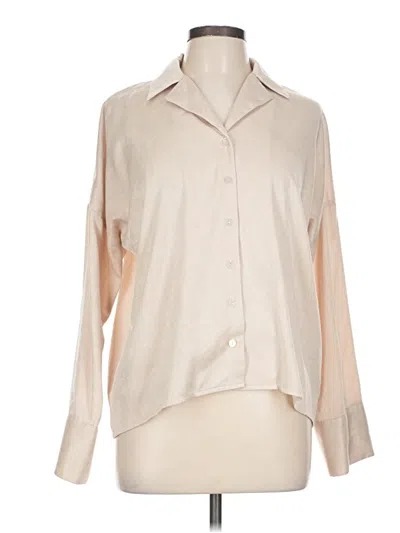 Pre-owned Assorted Brands Long Sleeve Blouse In Tan