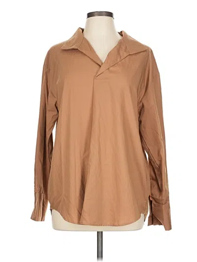 Pre-owned Assorted Brands Long Sleeve Blouse In Tan