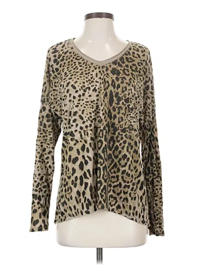 Pre-owned Assorted Brands Long Sleeve Blouse In Tan