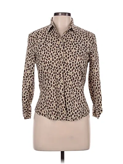 Pre-owned Assorted Brands Long Sleeve Blouse In Tan