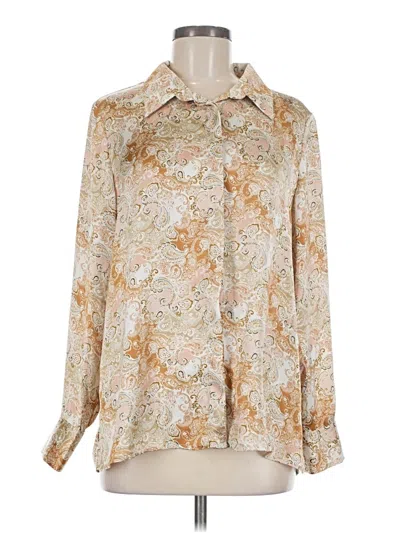 Pre-owned Assorted Brands Long Sleeve Blouse In Tan