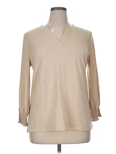 Pre-owned Assorted Brands Long Sleeve Blouse In Tan
