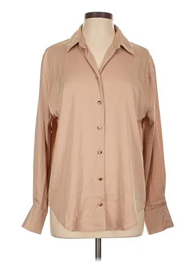 Pre-owned Assorted Brands Long Sleeve Blouse In Tan