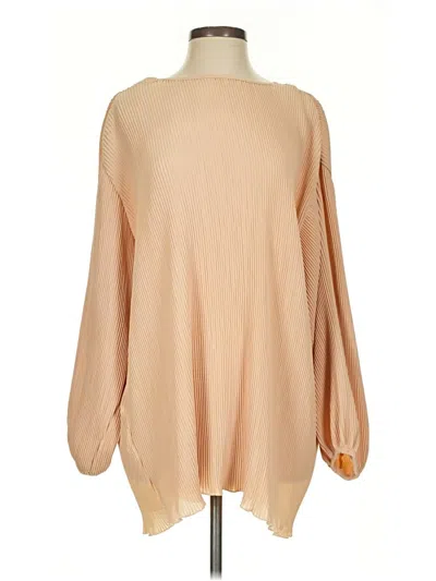 Pre-owned Assorted Brands Long Sleeve Blouse In Tan