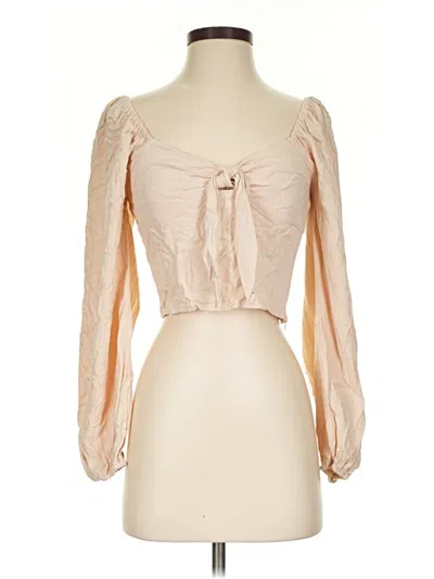 Pre-owned Assorted Brands Long Sleeve Blouse In Tan