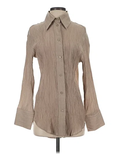 Pre-owned Assorted Brands Long Sleeve Blouse In Tan