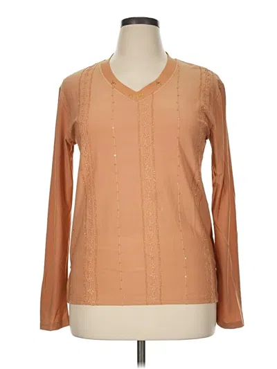 Pre-owned Assorted Brands Long Sleeve Blouse In Tan