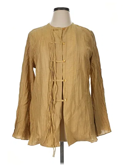 Pre-owned Assorted Brands Long Sleeve Blouse In Tan